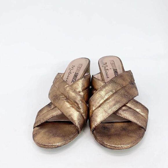 Amuse Society x Matisse Womens Shine On Gold Stacked Heel Slide Sandals Size 8 M - Picture 2 of 8